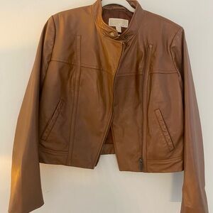 Michael Kors Tan Leather Jacket for Women